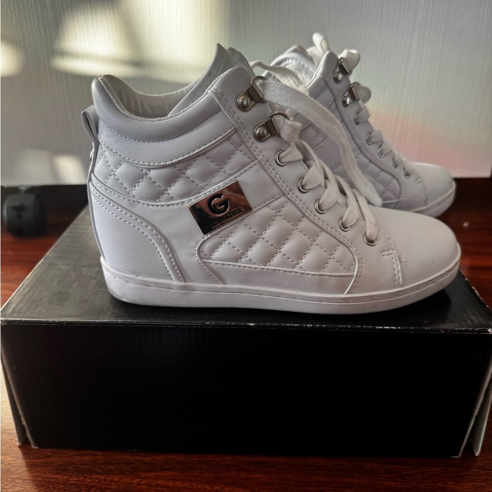 GBG Los Angeles White Quilted High-Top Sneakers